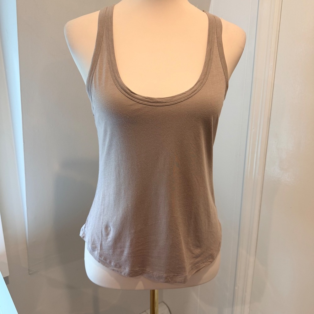 Reiss Taupe Racerback Tank Top Cotton Lyocell Scoop Neck | Size S
